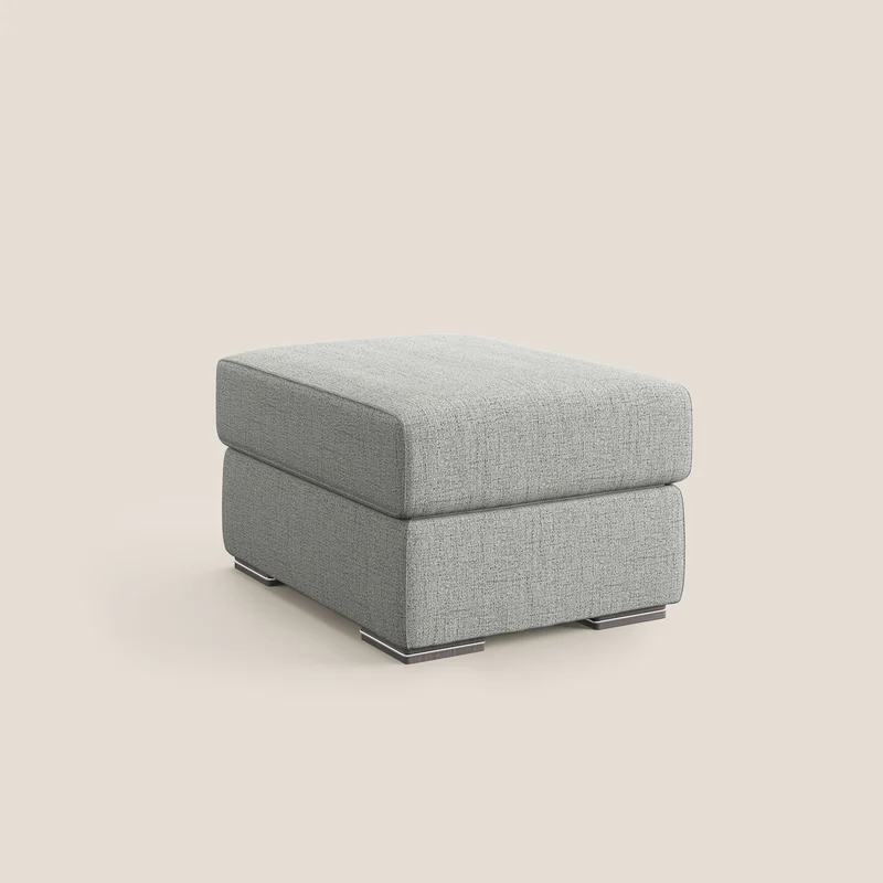 Sun pouf coffre en tissu imperméable flammé T03 gris clair
