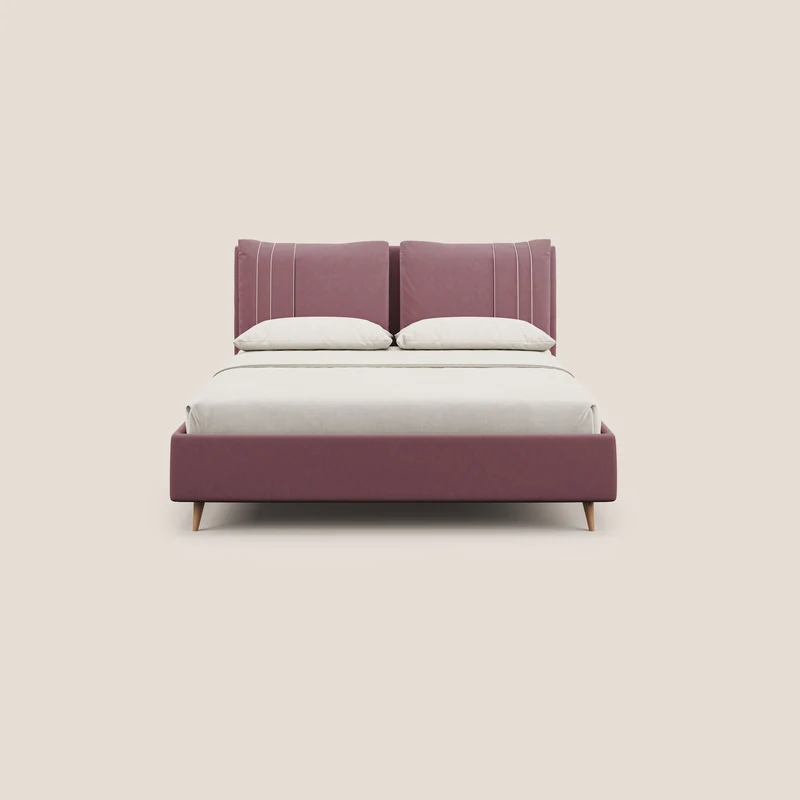 Nathan lit coffre avec coussins réglables et poches en microfibre velours imperméable T09 saumon