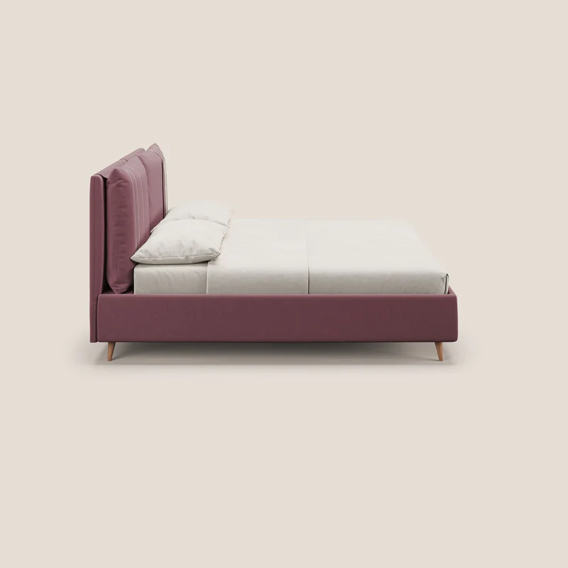Nathan lit coffre avec coussins réglables et poches en microfibre velours imperméable T09 saumon