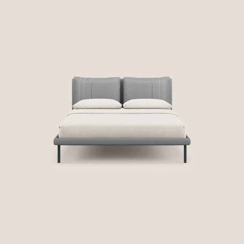 Giselle lit moderne avec coussins tête de lit réglables avec poches en microfibre imperméable T11 gris