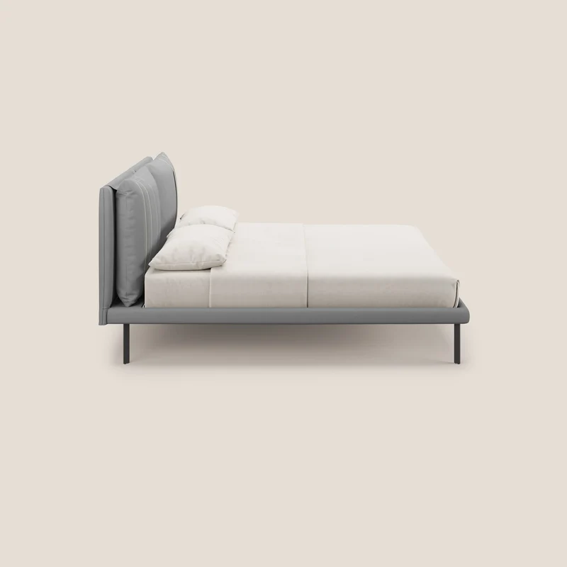 Giselle lit moderne avec coussins tête de lit réglables avec poches en microfibre imperméable T11 gris