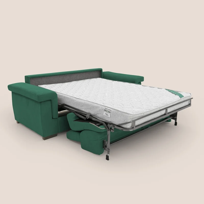 Bjorn Canapé convertible avec matelas H 18cm et têtières réglables en tissu imperméable T02 vert