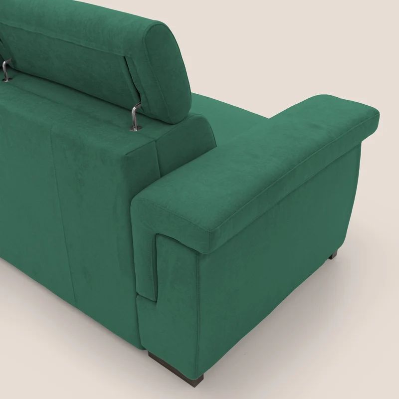 Bjorn Canapé convertible avec matelas H 18cm et têtières réglables en tissu imperméable T02 vert