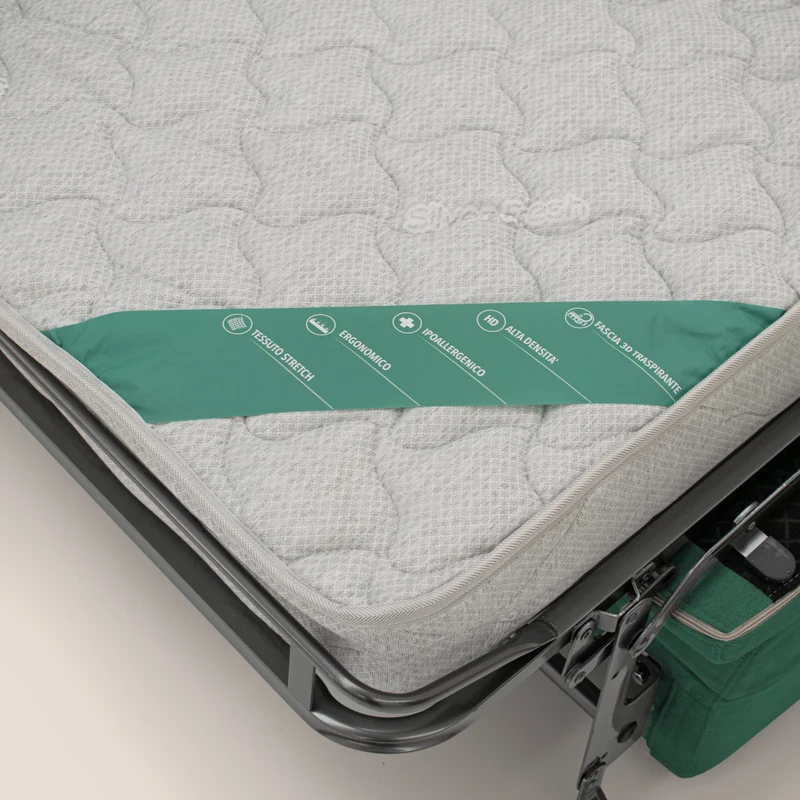 Bjorn Canapé convertible avec matelas H 18cm et têtières réglables en tissu imperméable T02 vert