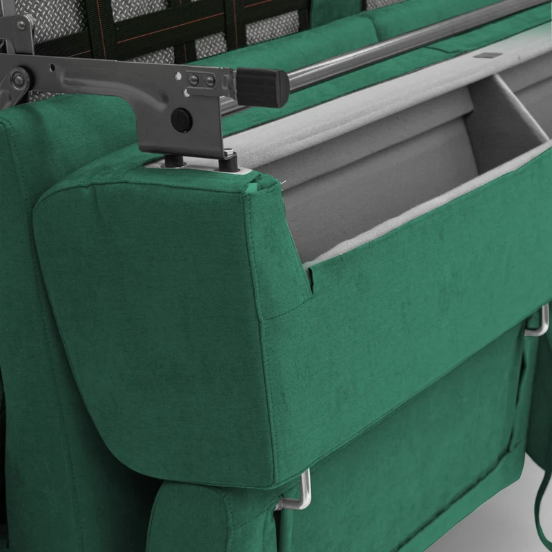 Bjorn Canapé convertible avec matelas H 18cm et têtières réglables en tissu imperméable T02 vert