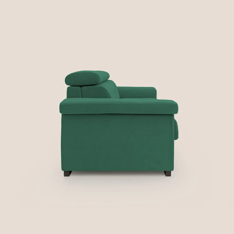 Bjorn Canapé convertible avec matelas H 18cm et têtières réglables en tissu imperméable T02 vert