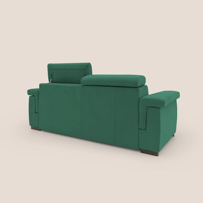 Bjorn Canapé convertible avec matelas H 18cm et têtières réglables en tissu imperméable T02 vert