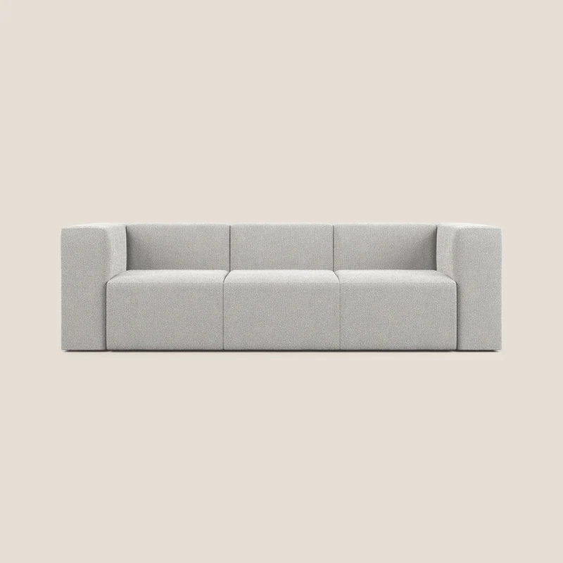 Nettuno canapé moderne modulable 3 assises en bouclette douce T07 gris