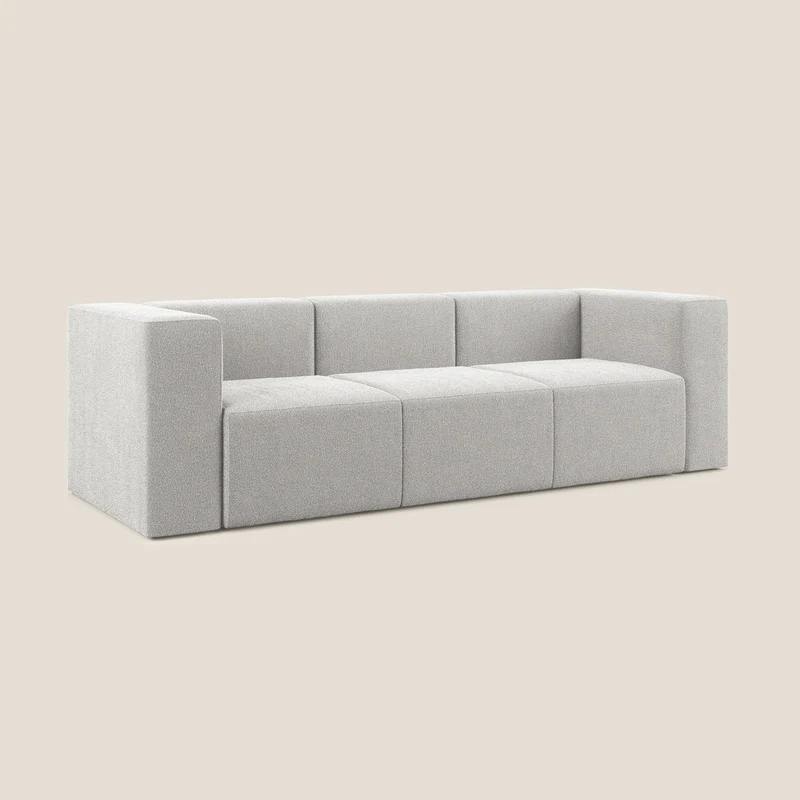Nettuno canapé moderne modulable 3 assises en bouclette douce T07 gris