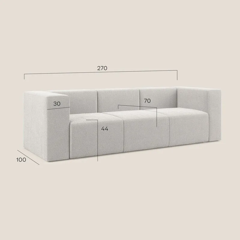 Nettuno canapé moderne modulable 3 assises en bouclette douce T07 gris