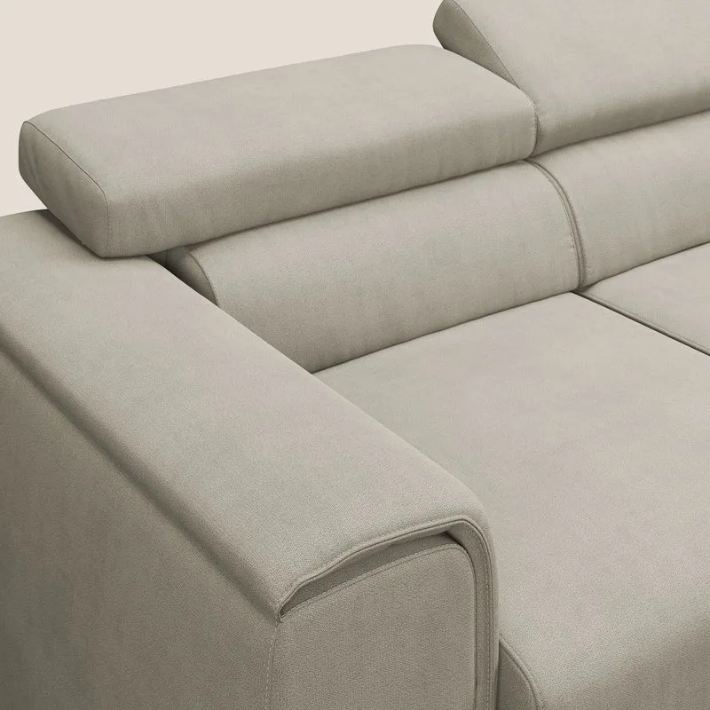 Zeno Canapé avec pouf extractible à 3 assises en tissu doux imperméable T02 crème