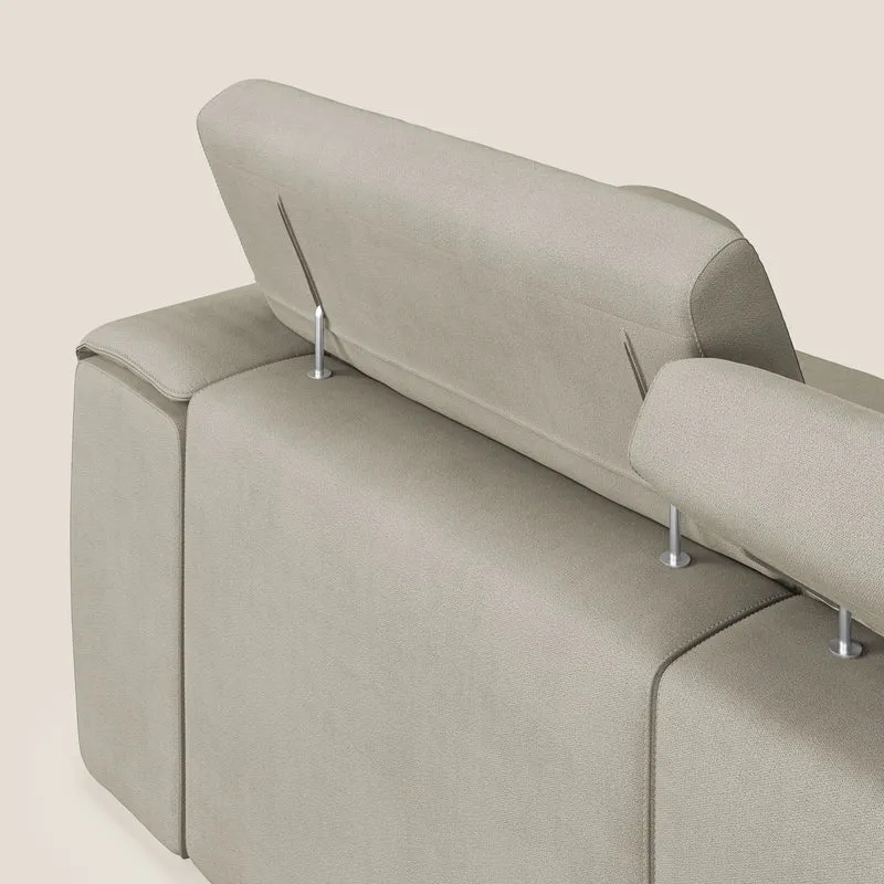 Zeno Canapé avec pouf extractible à 3 assises en tissu doux imperméable T02 crème