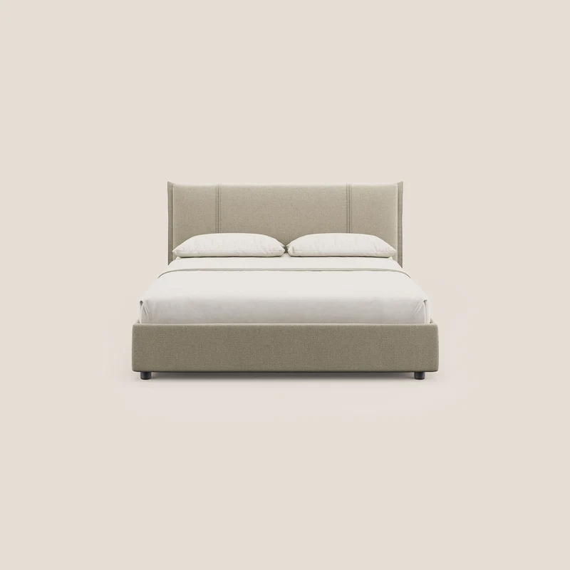 Alicia lit rembourré avec coffre de rangement en tissu imperméable T14 beige