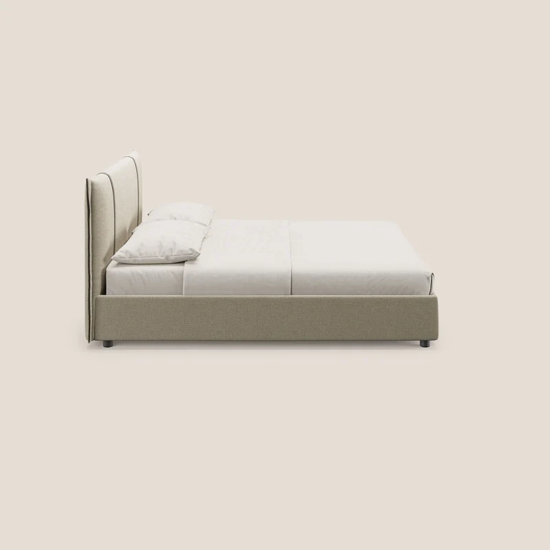 Alicia lit rembourré avec coffre de rangement en tissu imperméable T14 beige