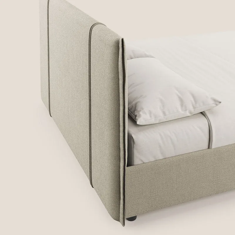 Alicia lit rembourré avec coffre de rangement en tissu imperméable T14 beige