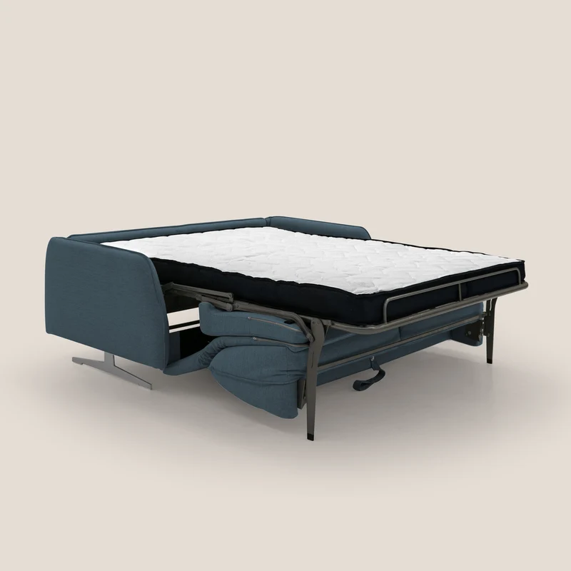 Texas Canapé convertible matrimonial moderne en tissu imperméable T19 bleu