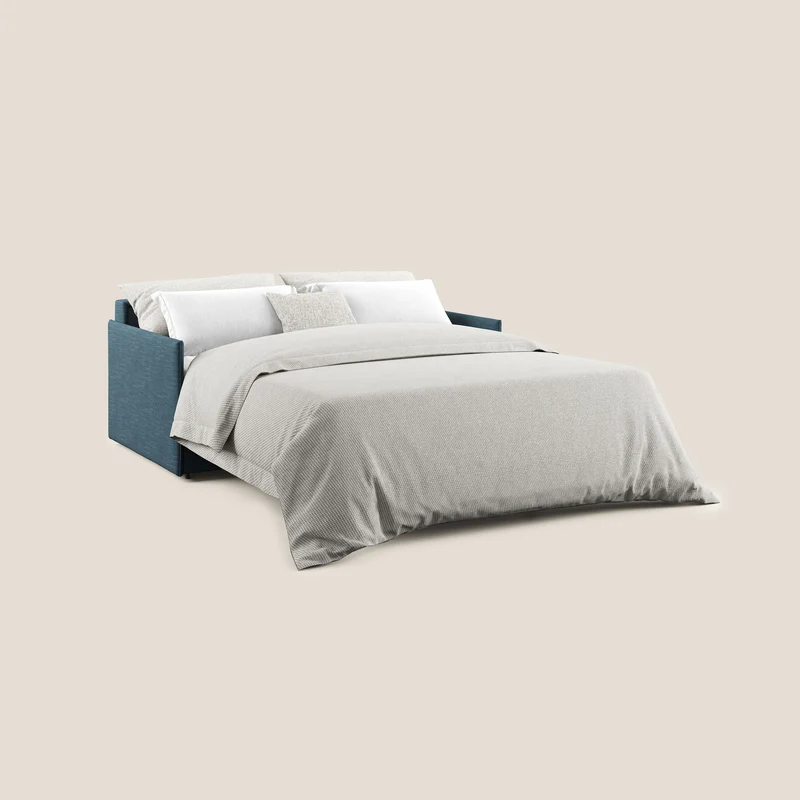 Evans canapé lit convertible en tissu recyclé bleu canard