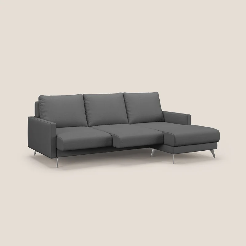 Klimt canapé d'angle avec assises coulissantes en tissu dous détachable T05 anthracite