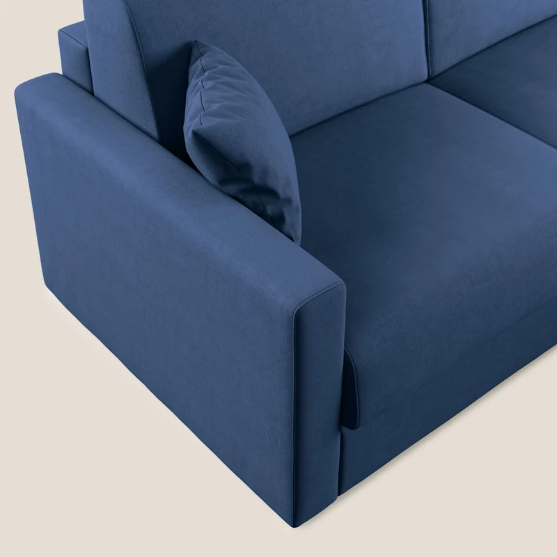 Chris canapé d'angle convertible en microfibre détachable T11 bleu