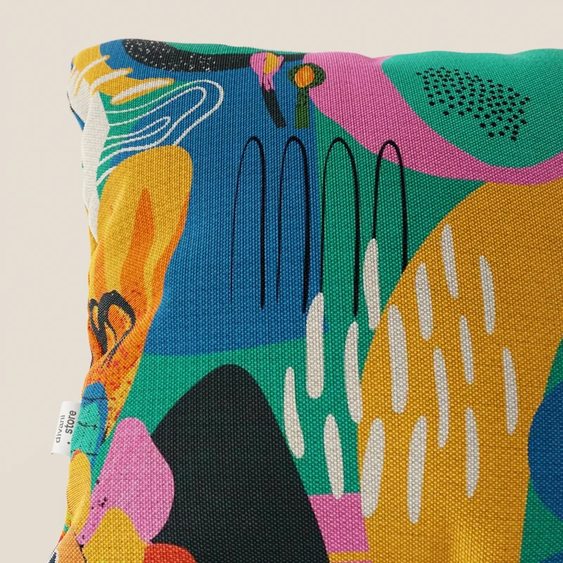 Joy Collection de coussins à motifs multicolores en tissu de coton frais et imperméable jaune