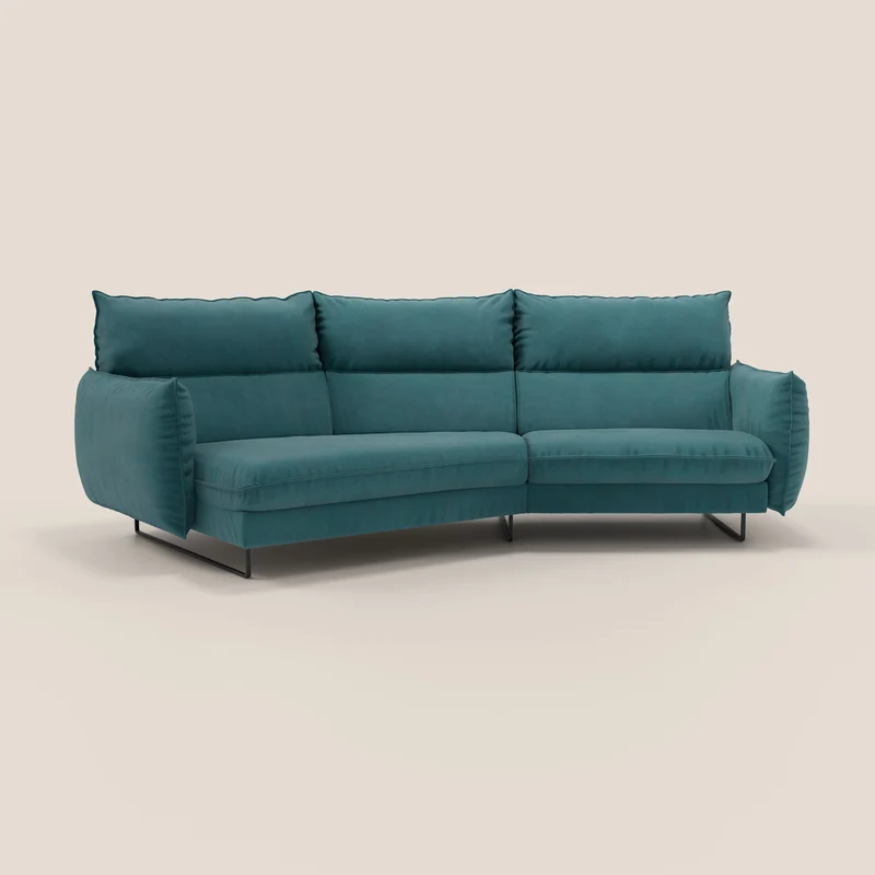 Monamour canapé d'angle au design moderne avec option relax électrique en microfibre détachable imperméable T11 bleu canard