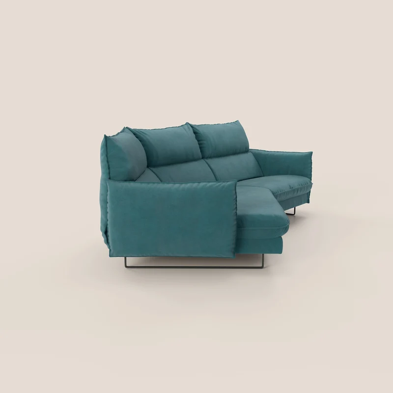 Monamour canapé d'angle au design moderne avec option relax électrique en microfibre détachable imperméable T11 bleu canard