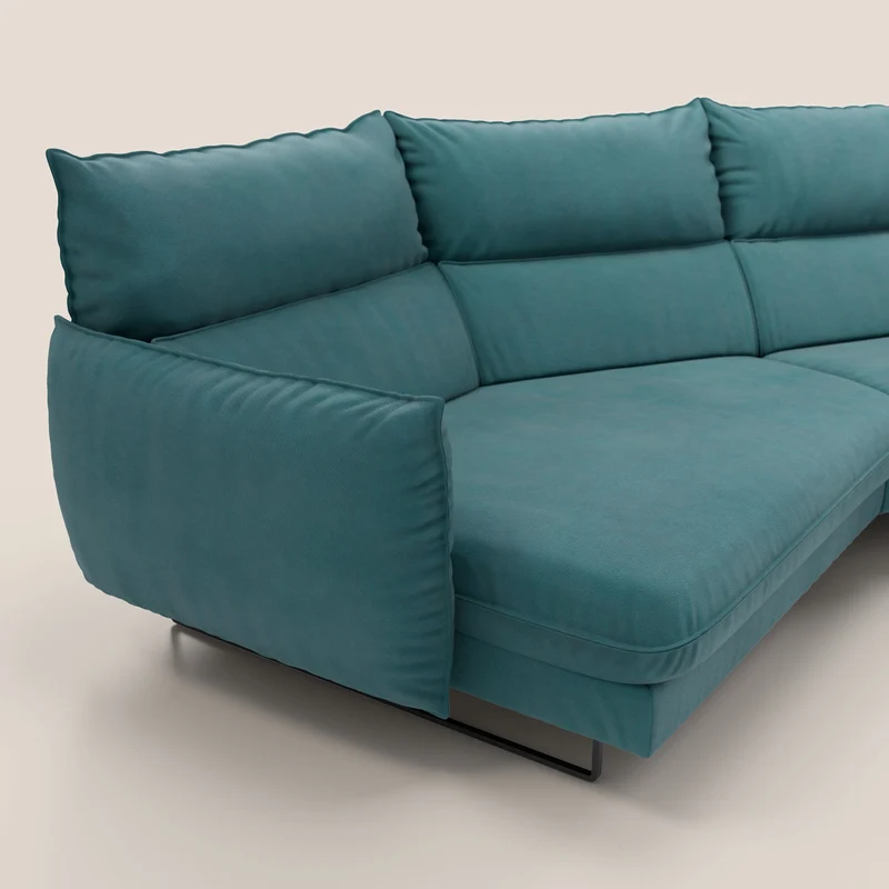 Monamour canapé d'angle au design moderne avec option relax électrique en microfibre détachable imperméable T11 bleu canard