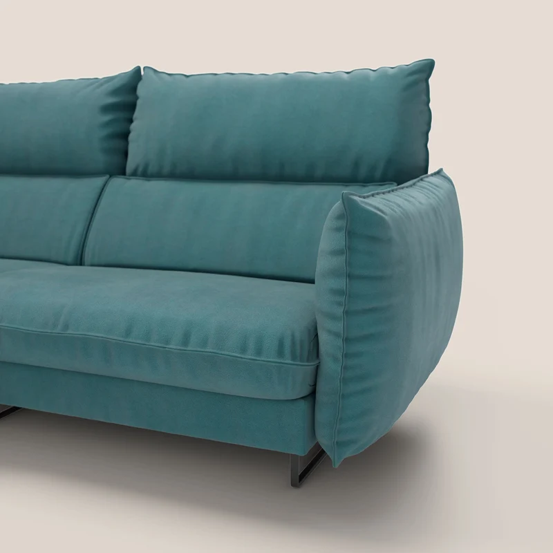 Monamour canapé d'angle au design moderne avec option relax électrique en microfibre détachable imperméable T11 bleu canard