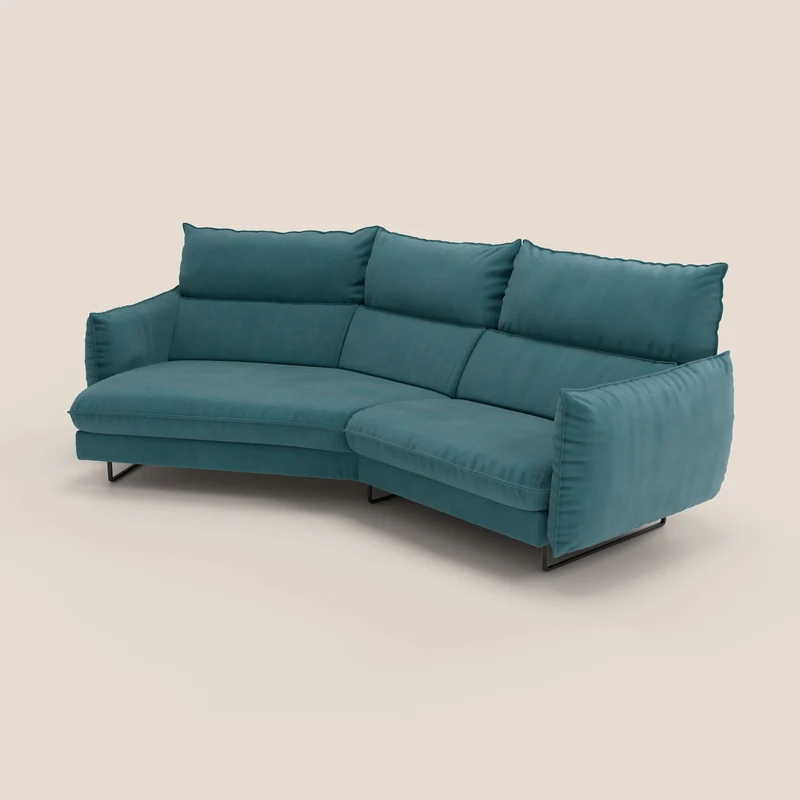 Monamour canapé d'angle au design moderne avec option relax électrique en microfibre détachable imperméable T11 bleu canard