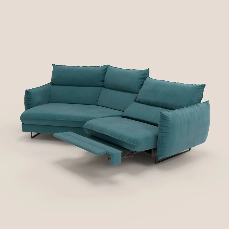 Monamour canapé d'angle au design moderne avec option relax électrique en microfibre détachable imperméable T11 bleu canard
