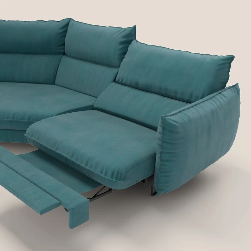 Monamour canapé d'angle au design moderne avec option relax électrique en microfibre détachable imperméable T11 bleu canard