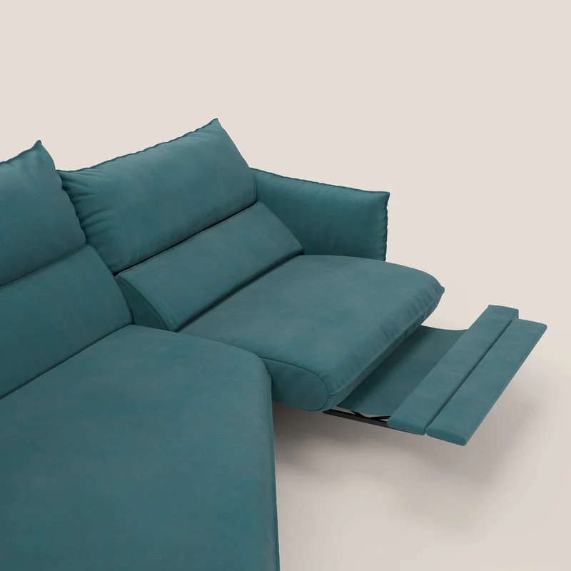Monamour canapé d'angle au design moderne avec option relax électrique en microfibre détachable imperméable T11 bleu canard