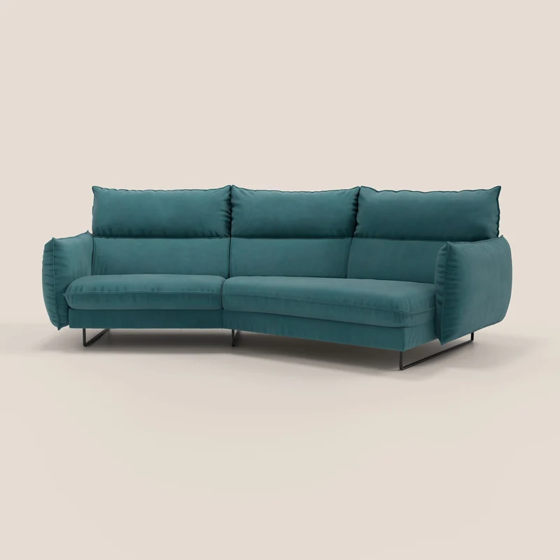 Monamour canapé d'angle au design moderne avec option relax électrique en microfibre détachable imperméable T11 bleu canard