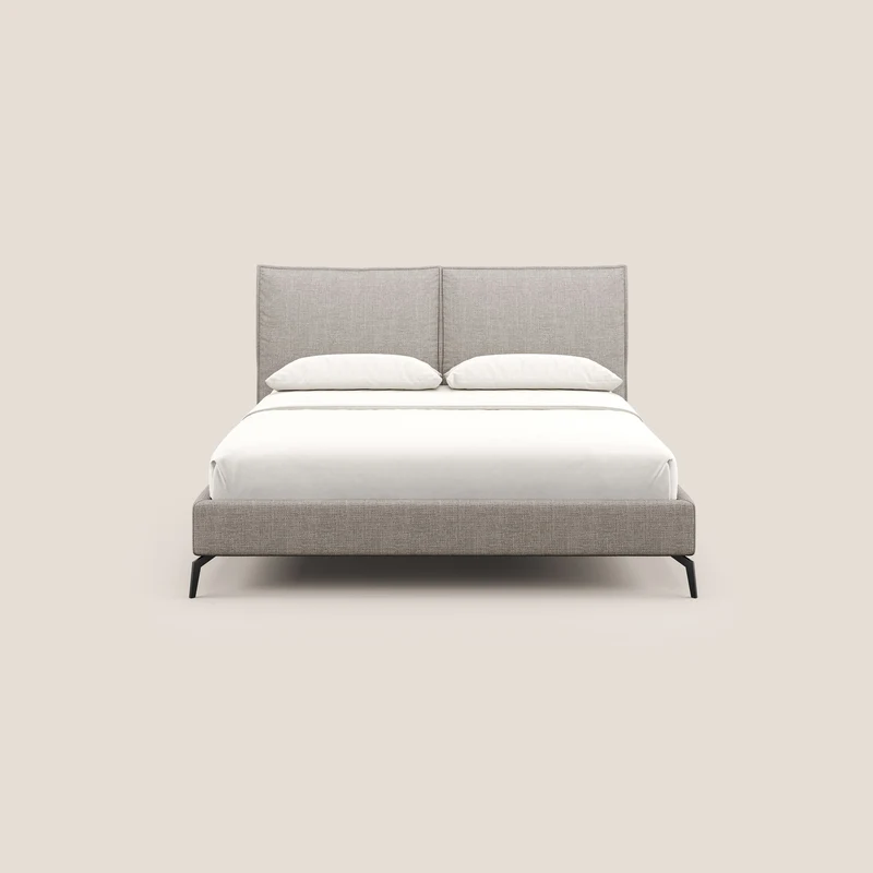 Cloe lit rembourré avec pieds en métal déhoussable en tissu imperméable T06 Taupe tortora