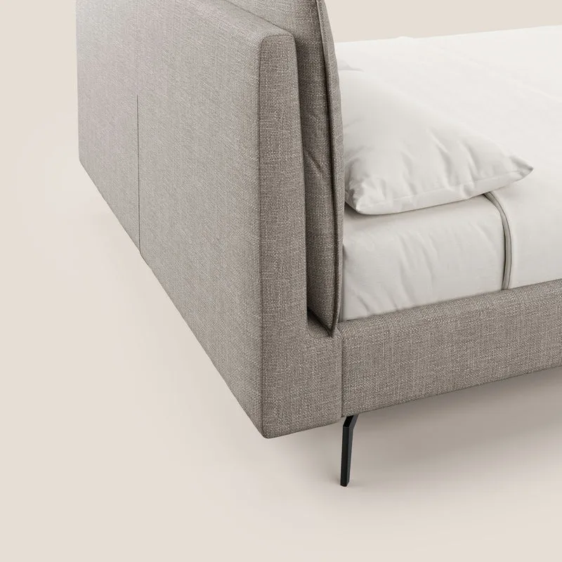 Cloe lit rembourré avec pieds en métal déhoussable en tissu imperméable T06 Taupe tortora
