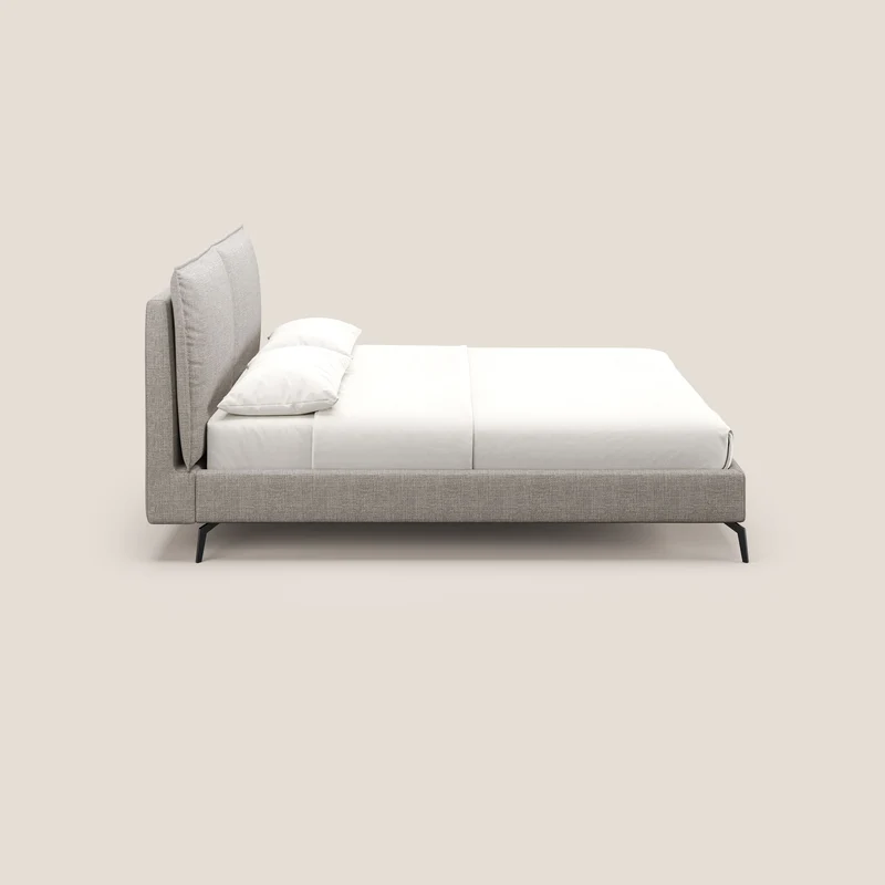 Cloe lit rembourré avec pieds en métal déhoussable en tissu imperméable T06 Taupe tortora