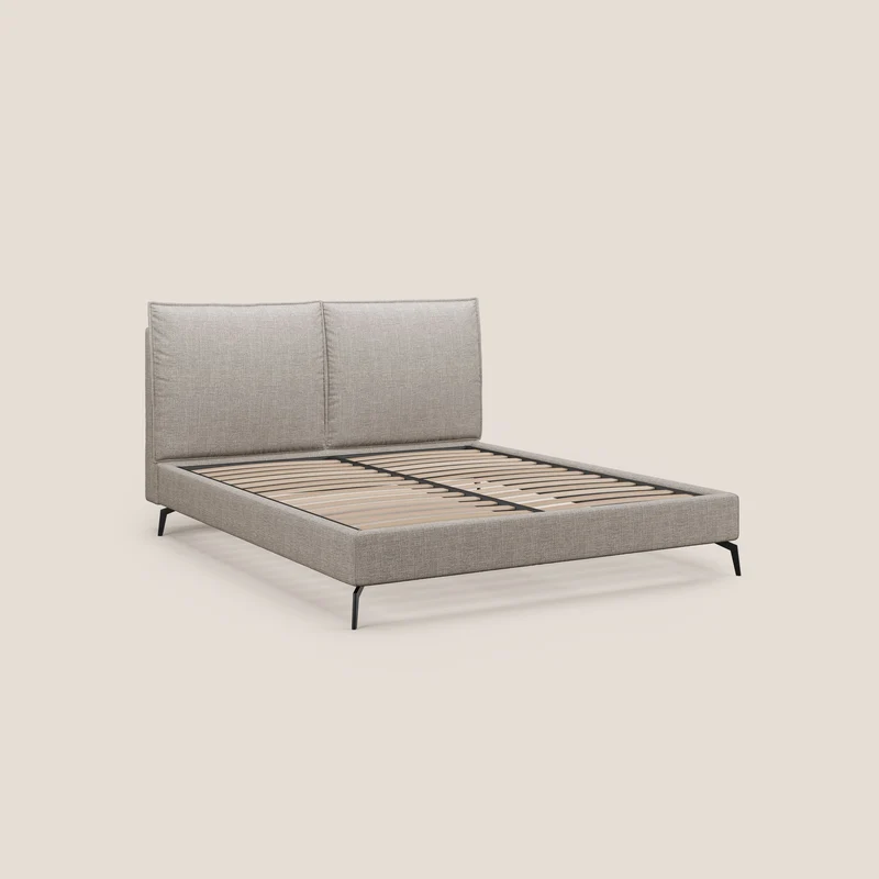 Cloe lit rembourré avec pieds en métal déhoussable en tissu imperméable T06 Taupe tortora