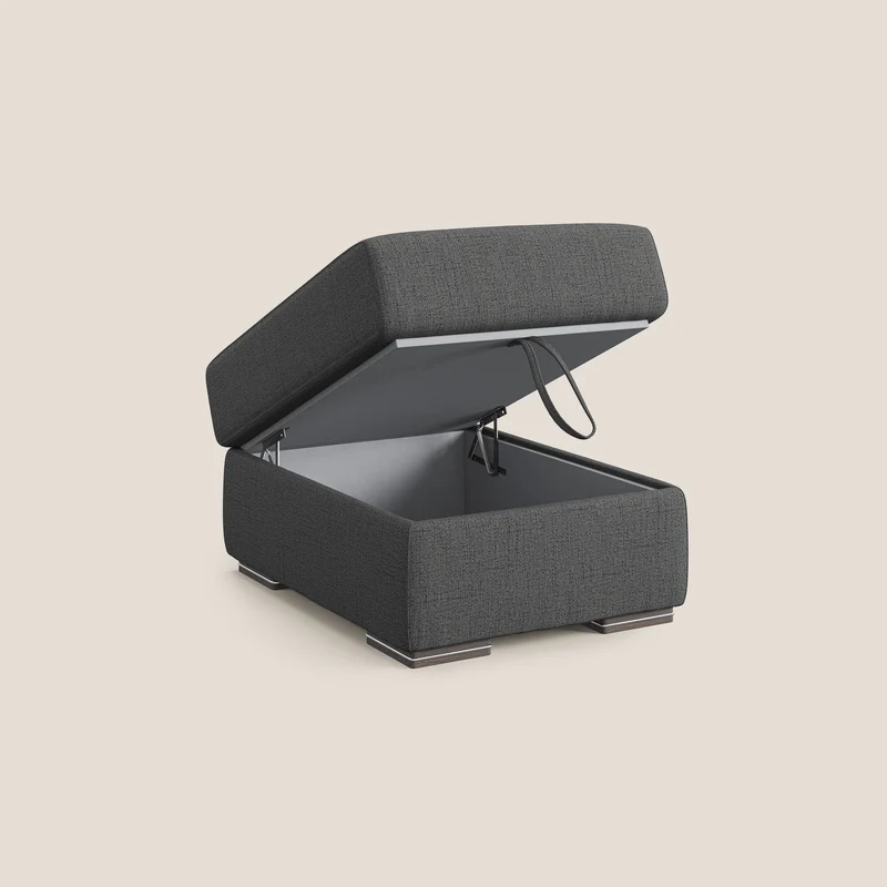 Sun pouf coffre en tissu imperméable flammé T03 gris