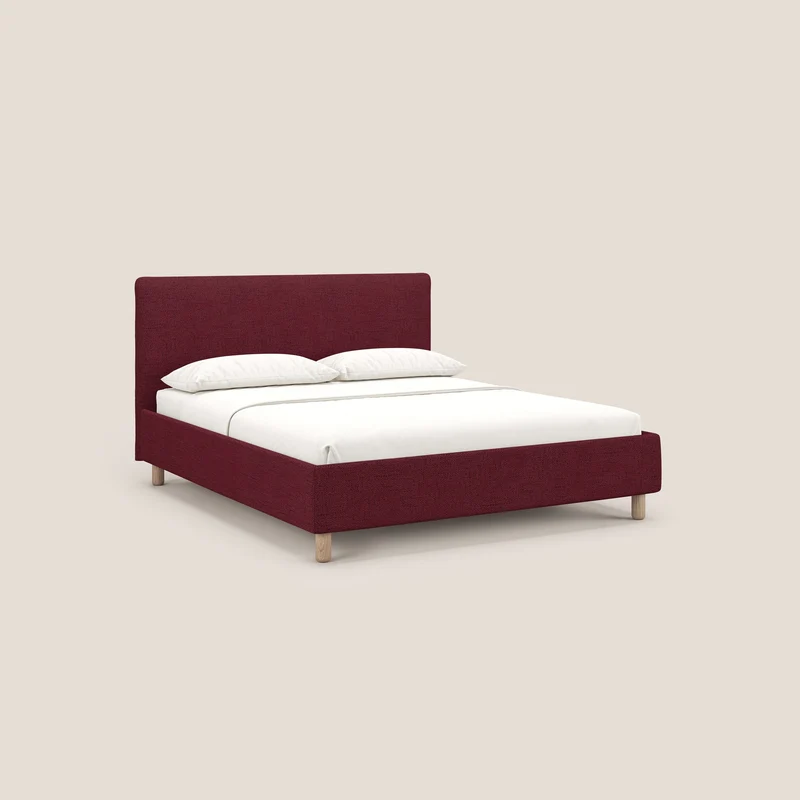 Serena lit coffre scandinave compact en tissu flammé imperméable T03 rouge