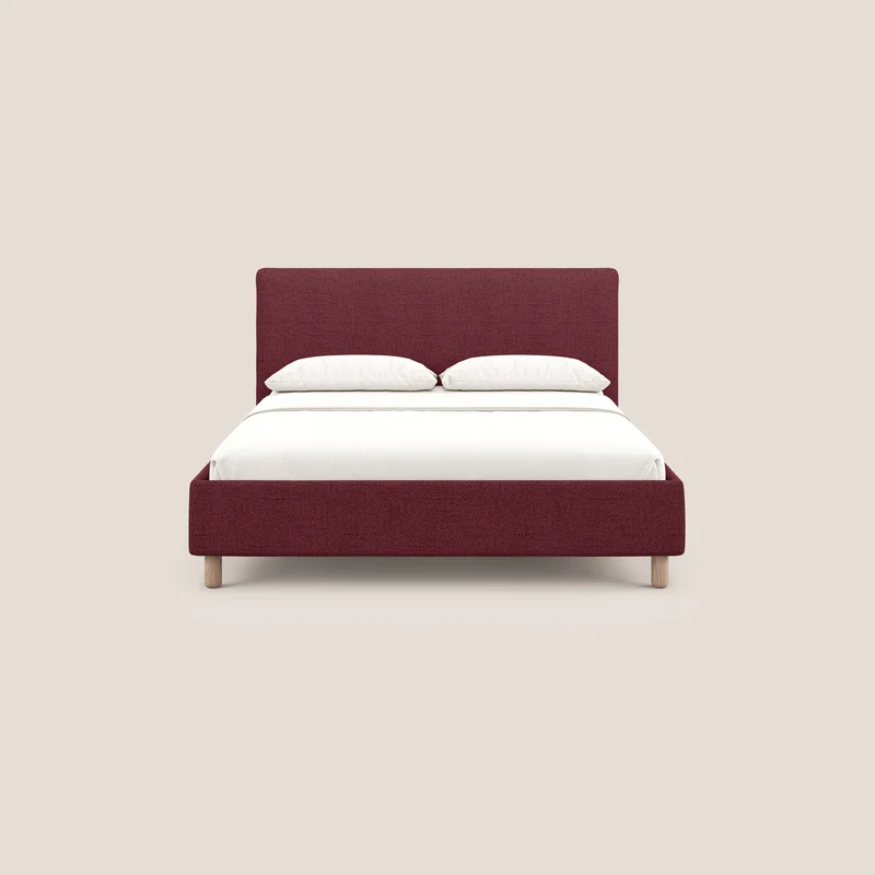 Serena lit coffre scandinave compact en tissu flammé imperméable T03 rouge