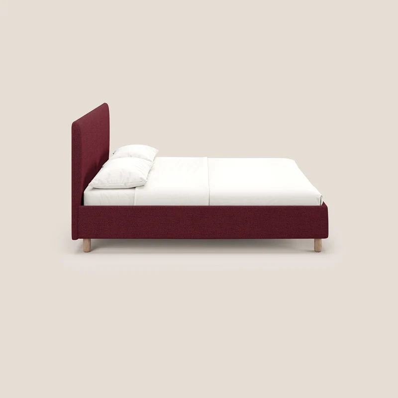 Serena lit coffre scandinave compact en tissu flammé imperméable T03 rouge