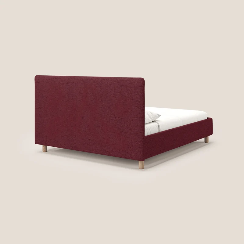 Serena lit coffre scandinave compact en tissu flammé imperméable T03 rouge