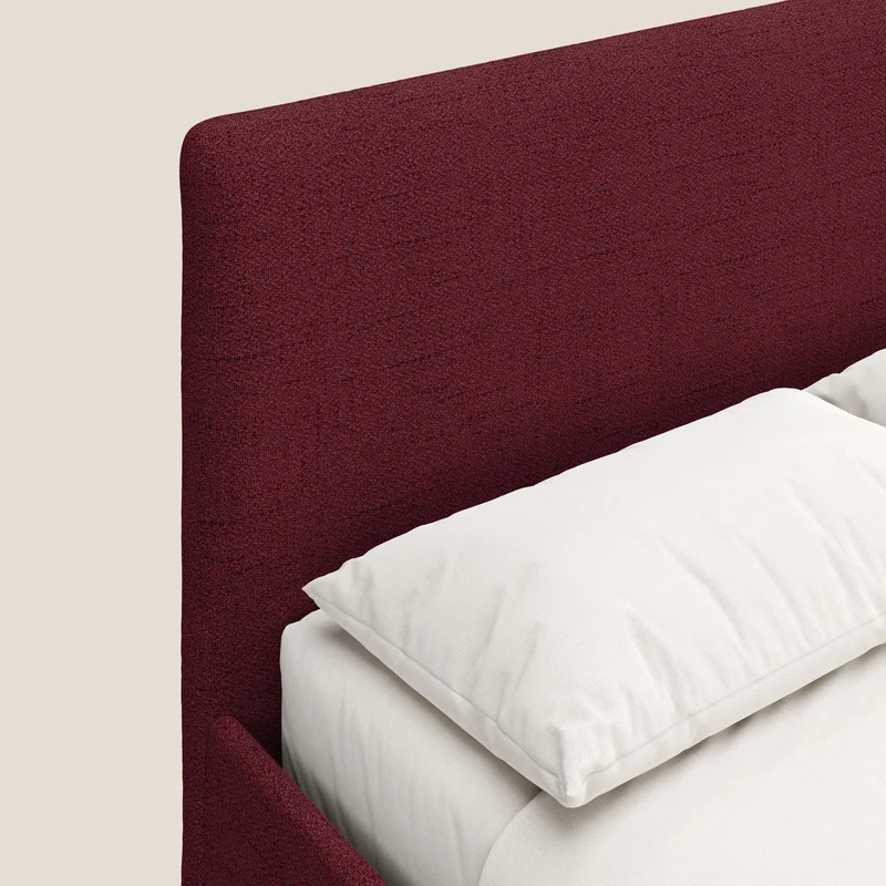 Serena lit coffre scandinave compact en tissu flammé imperméable T03 rouge