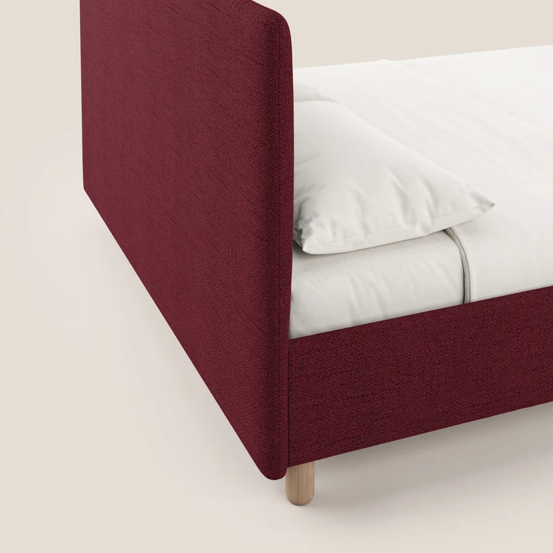 Serena lit coffre scandinave compact en tissu flammé imperméable T03 rouge