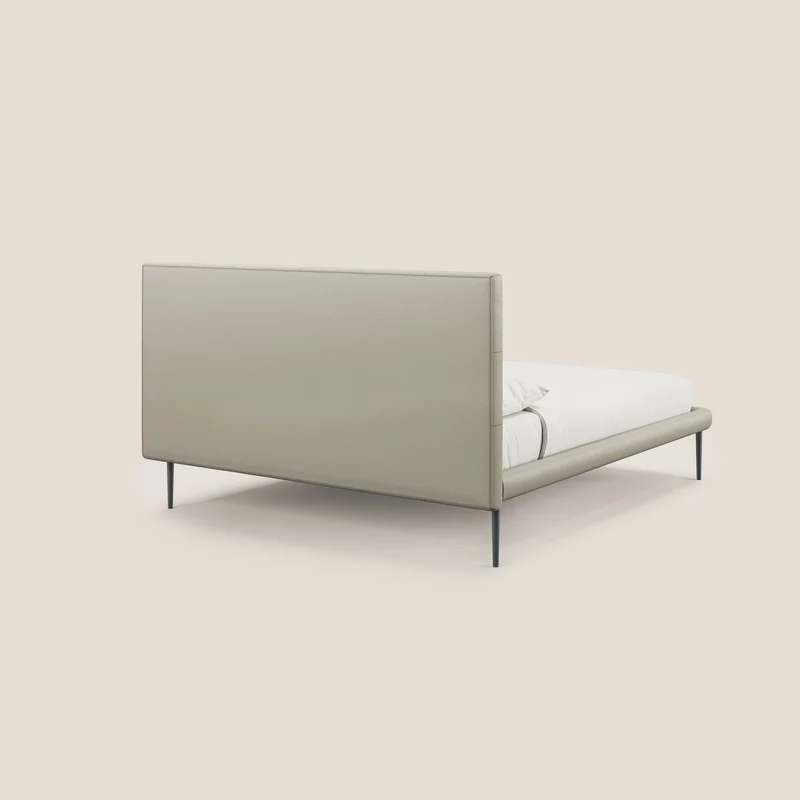 Midori lit rembourré capitonné avec pieds hauts en similicuir T04 Taupe tortora