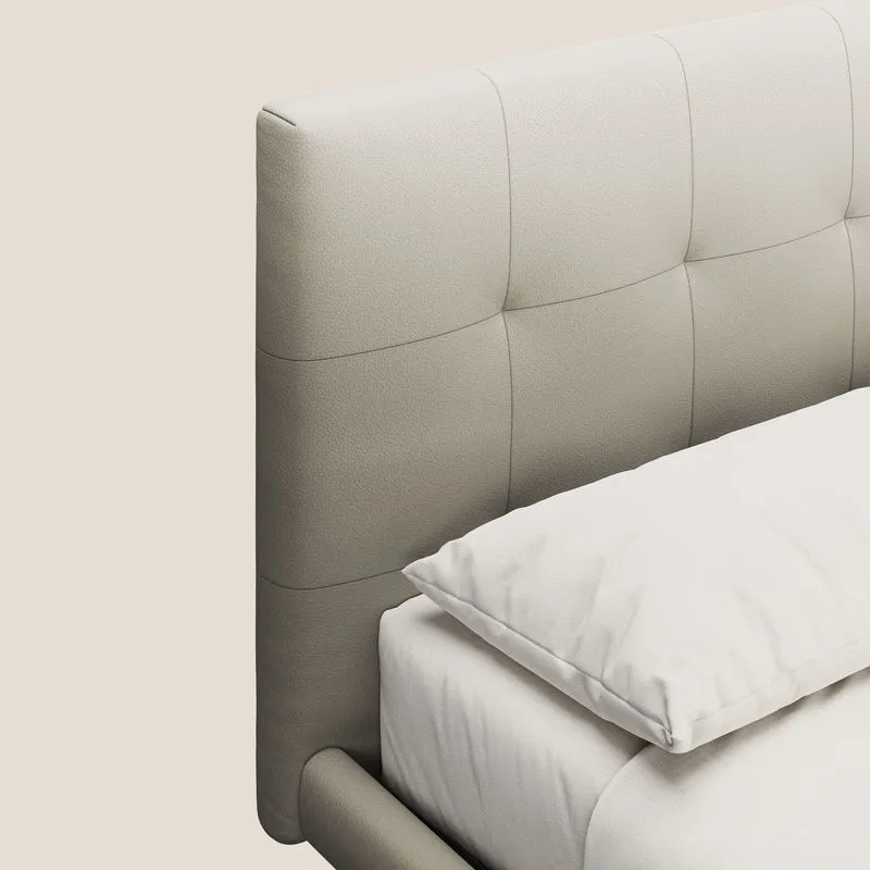 Midori lit rembourré capitonné avec pieds hauts en similicuir T04 Taupe tortora