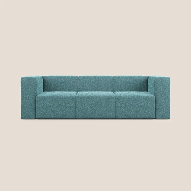 Nettuno canapé moderne modulable 3 assises en bouclette douce T07 bleu ciel