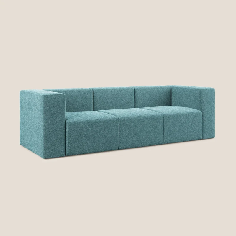 Nettuno canapé moderne modulable 3 assises en bouclette douce T07 bleu ciel