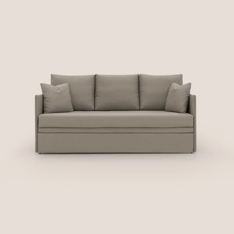 Brera Canapé duplex avec lits jumeaux et tissu effet coton imperméable T13 Taupe tortora