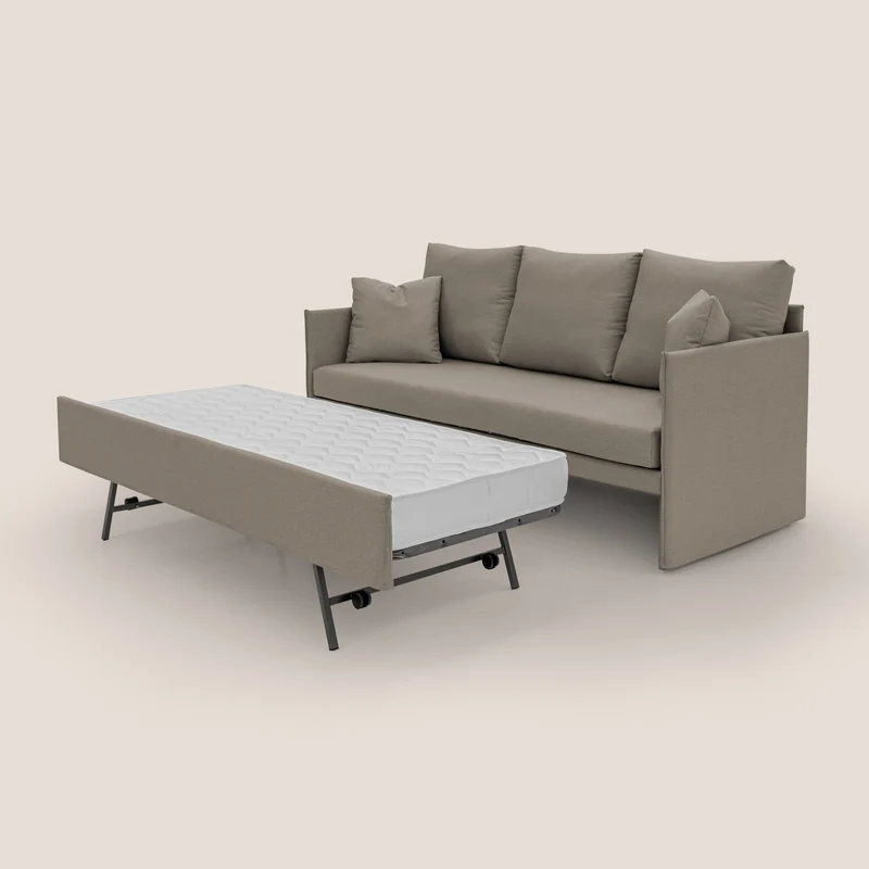 Brera Canapé duplex avec lits jumeaux et tissu effet coton imperméable T13 Taupe tortora